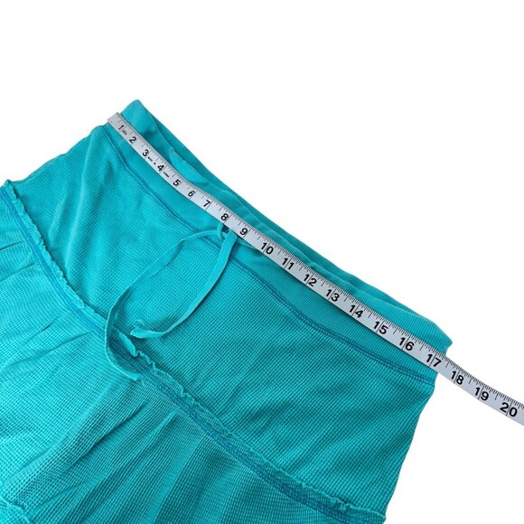 Wet Seal VINTAGE Y2K Rib Knit Turquoise Ruffle Cotton Mini Skirt Juniors Size L - Picture 3 of 9